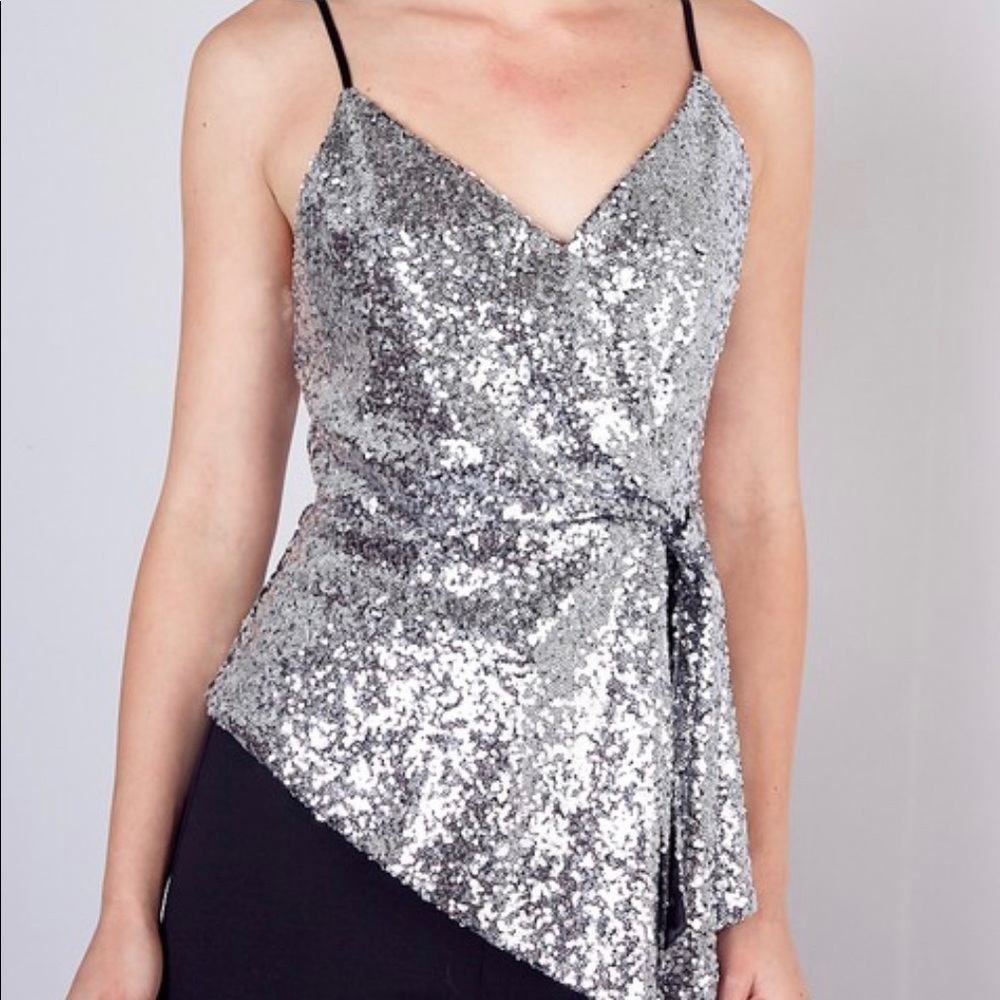 Silver sequin top